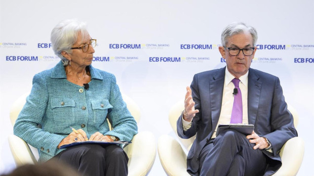 La presidenta del Banco Central Europeo (BCE), Christine Lagarde y el presidente de la Reserva Federal (Fed), Jerome Powell