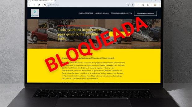 Imagen sobre el bloque de la web de ayudas por la DANA bloqueada por el Gobierno