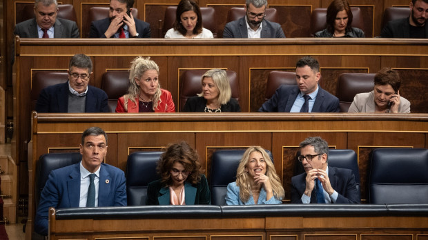 La bancada del Gobierno en el Congreso, y detrás la del PSOE