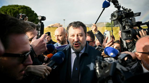 Matteo Salvini en su llegada a los juzgados