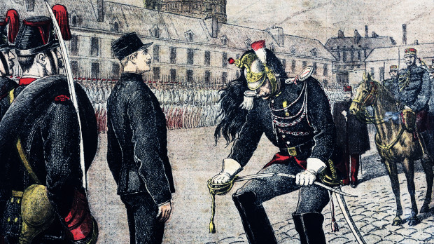 'El Traidor: Degradación de Alfred Dreyfus', dibujo de Henri Meyer, Le Petit Journal, 13 de enero de 1895