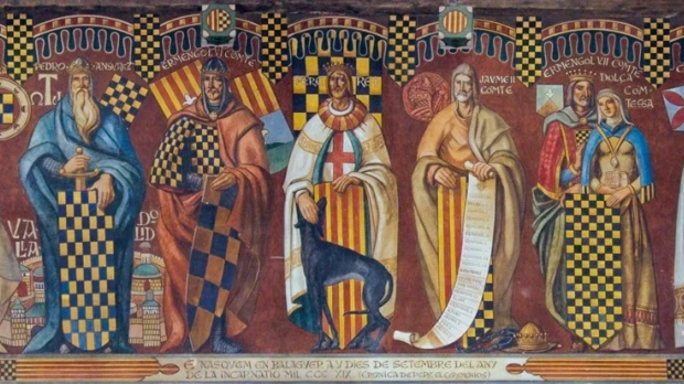 Los Condes de Urgel y Raiers. Mural de Josep Minguell