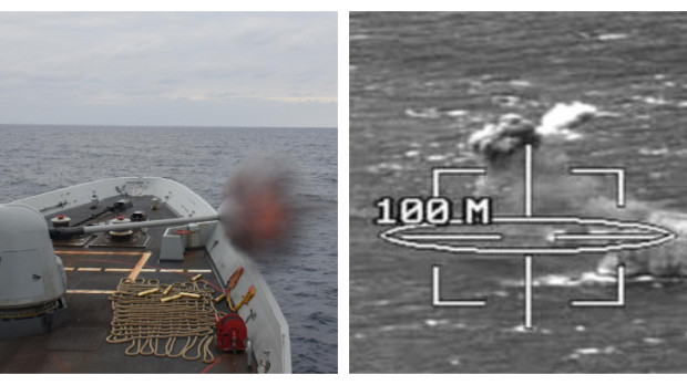 Ejercicio de tiro naval del Grupo de Combate Expedicionario Dédalo 25