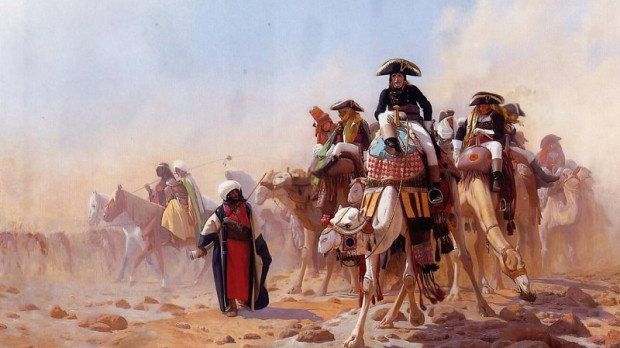 Bonaparte y su estado mayor atraviesan el desierto. Óleo por Jean-Léon Gêrome. 1863.
