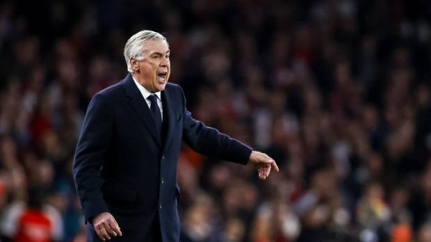 Carlo Ancelotti, durante un partido con el Real Madrid esta temporada