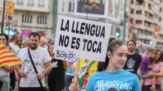 Manifestación de Plataforma per la Llengua en Valencia, el pasado octubre
