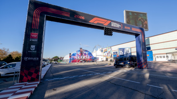 Arco de salida que tendrá el Gran Premio de España de Fórmula 1, en IFEMA Madrid, a 5 de diciembre de 2024