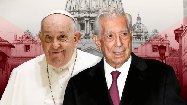 Fotomantaje del Papa Francisco y Marios Vargas Llosa