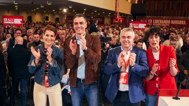 El presidente del Gobierno, Pedro Sánchez, junto a Santos Cerdán