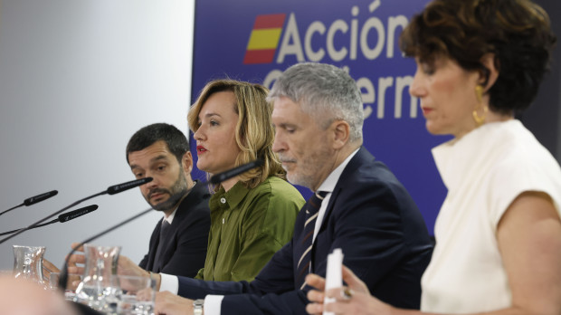 Los ministros Saiz, Grande-Marlaska, Alegría y Bustinduy