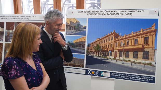 Marlaska visitó el pasado lunes las obras del Complejo Policial de Zapadores (Valencia), uno de los que van con retraso