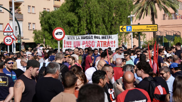 Trabajadores del metal de Cádiz en la manifestación de este miércoles