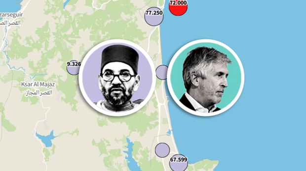 Mohamed VI y Marlaska, sobre un mapa de las ciudades marroquíes cercanas a Ceuta