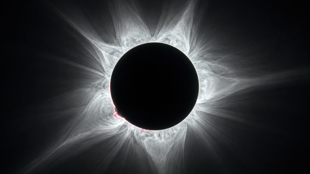 Corona solar visible durante un eclipse solar total