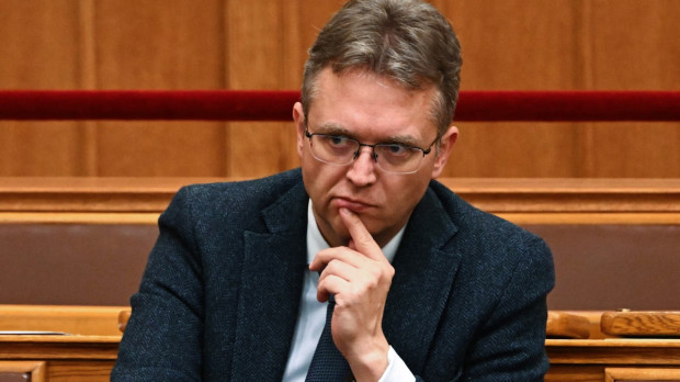 Balazs Hanko, a lawmaker of Hungary's opposition Fidesz party, listens during a parliamentary session in Budapest, Hungary, on September 22, 2026. As former minister of culture and innovation, Hanko supervised the allocation of roughly 17 billion forints (47 million Euros) in National Cultural Fund (NKA) grants before the change of government, which are now the subject of a criminal investigation. Independent media outlets allege the cultural fund served as a state-run payment centre for Fidesz' inner circle, as well as a shadow campaign fund. Hanko denies wrongdoing, but multiple former officials including his chief of staff have been arrested over the summer. (Photo by Attila KISBENEDEK / AFP)