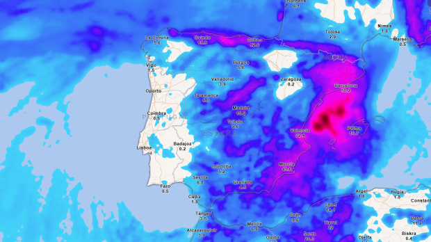 Precipitación acumulada hasta el domingo