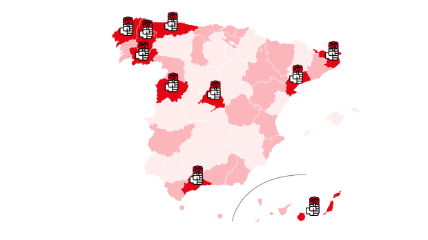 Provincias donde el PSOE podría ganar un escaño extra con la ampliación del CERA