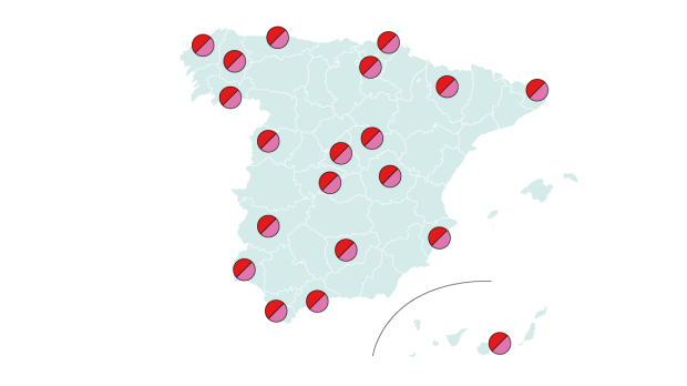 Provincias donde PSOE y Sumar mejorarían sus resultados con una lista conjunta