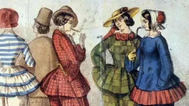 Caricatura titulada: «La emancipación femenina», 1850
