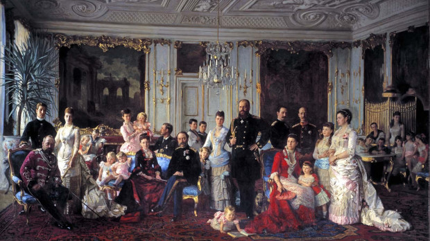 Cristián IX con su familia en el Palacio de Fredensborg en 1883 de Laurits Tuxen