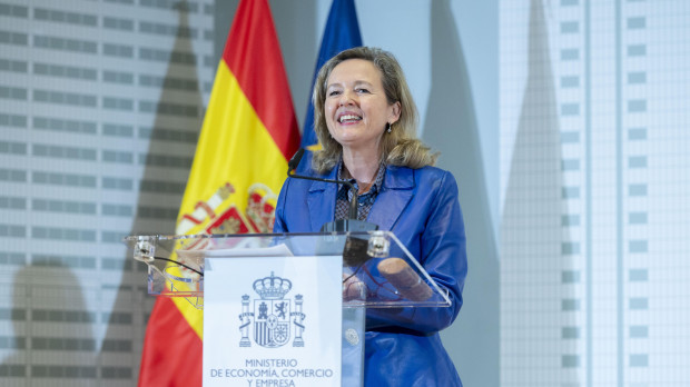 Nadia Calviño el día del traspaso de la cartera de Economía al nuevo ministro Carlos Cuerpo