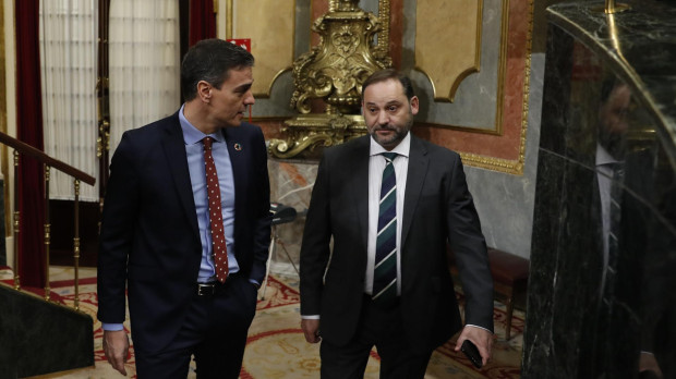 Sánchez y Ábalos en el Congreso, en febrero de 2020