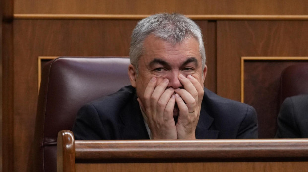 El diputado socialista Santos Cerdán durante el pleno celebrado este jueves