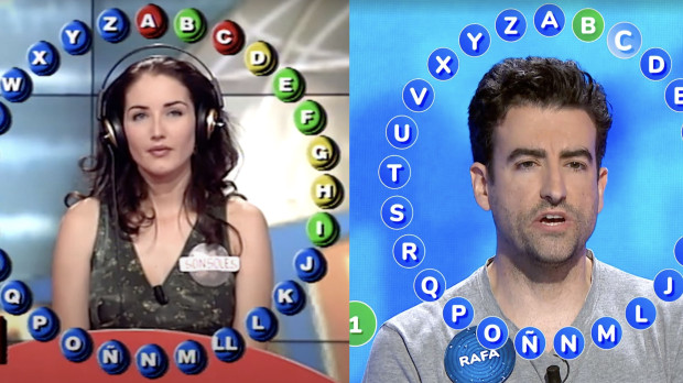 Sonsoles, en 2000, y Rafa, en 2022, en 'El Rosco' de 'Pasapalabra'