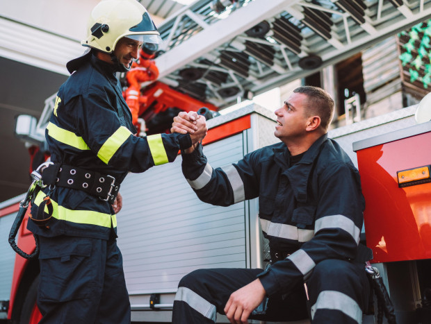 Firefighter after rescue operation
