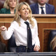 La vicepresidenta segunda del Gobierno, Yolanda Díaz, durante su réplica a la diputada del PP, Esther Muñoz