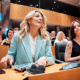 Yolanda Díaz y Elizabeth Duval, en unas jornadas en el Congreso el pasado febrero