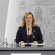 La portavoz del Gobierno, Pilar Alegría, flanqueada por los ministros Félix Bolaños y Sira Rego