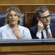 La vicepresidenta Yolanda Díaz y el ministro Félix Bolaños, este jueves en sus escaños