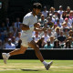 Carlos Alcaraz celebra un punto ante Fritz en las semifinales de Wimbledon