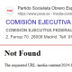 Arriba, el enlace a las biografías de la Ejecutiva del PSOE. Abajo, el error que muestra cuando se quiere acceder a ese archivo