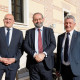 Jesús Julio Carnero, alcalde de Valladolid, Alfonso Bullón de Mendoza, presidente de la ACdP y de El Debate y Sarbelio Fernández Pablos, alcalde de Arroyo de la Encomienda