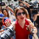 Leire Díez en su llegada a Ferraz