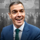 Montaje con Pedro Sánchez en primer plano y los líderes de la OTAN en La Haya