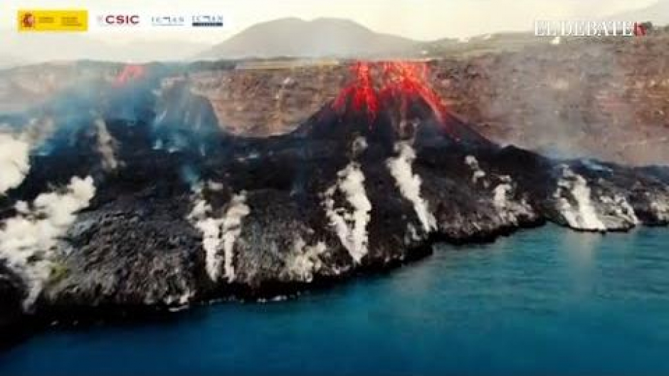 Volcán de La Palma: así llega la lava al delta formado en el mar