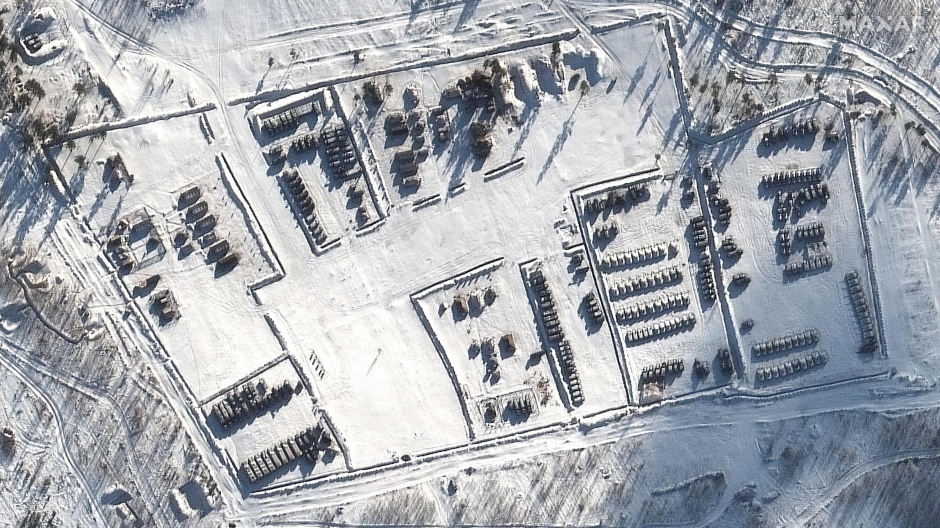 Imagen de satélite de tropas rusas en la frontera con Ucrania
