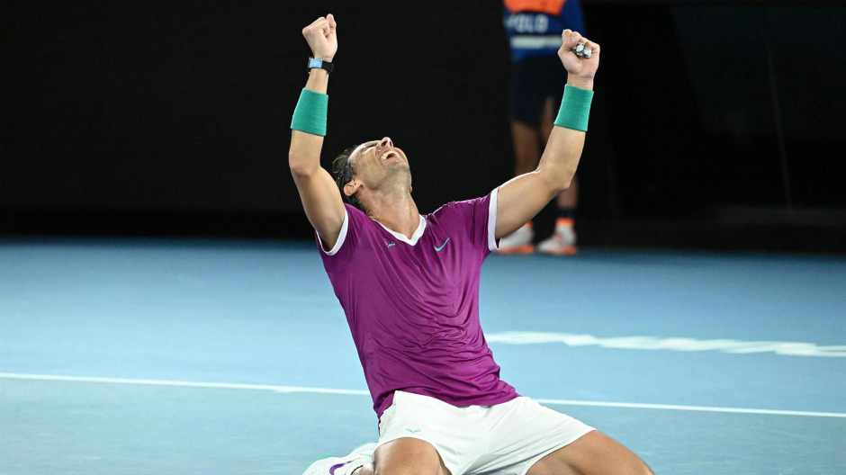 Rafael Nadal celebra su segunda victoria en el Open de Australia