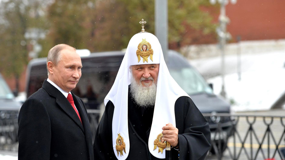 El presidente Putin, y el Patriarca de la Iglesia ortodoxa rusa, Kiril