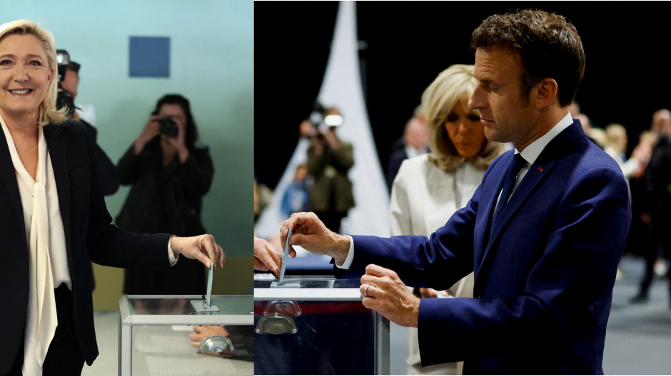 Marine Le Pen y Emmanuel Macron candidatos a la presidencia de Francia votaron esta mañana en París