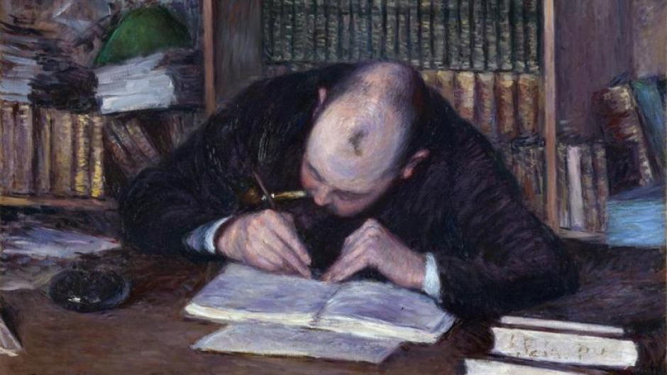Cuadro 'Hombre escribiendo en su estudio', de Caillebotte