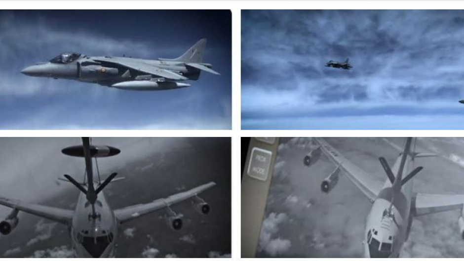 Secuencia del reabastecimiento en vuelo de los Harrier españoles,