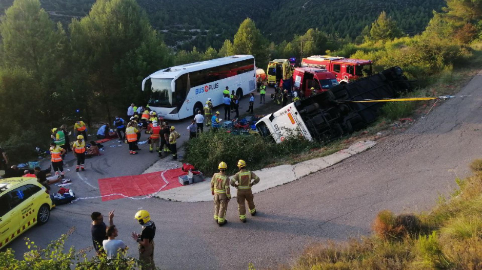 El accidente de autobús de Rubió (Barcelona) de este sábado dejó 17 personas heridas, 3 graves