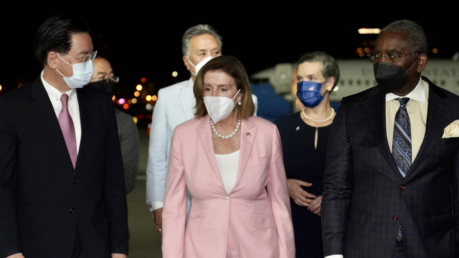 Llegada en avión de Nancy Pelosi a la capital taiwanesa