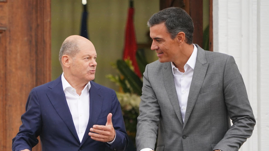 El canciller alemán, Olaf Scholz y el presidente español, Pedro Sánchez