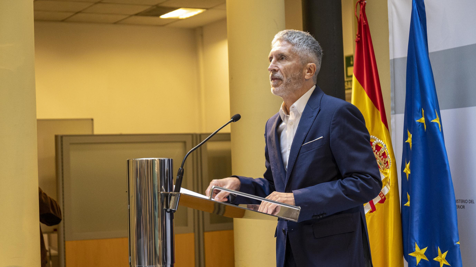 El ministro del Interior, Fernando Grande Marlaska, durante la presentación del informe de Delitos de Odio 2021