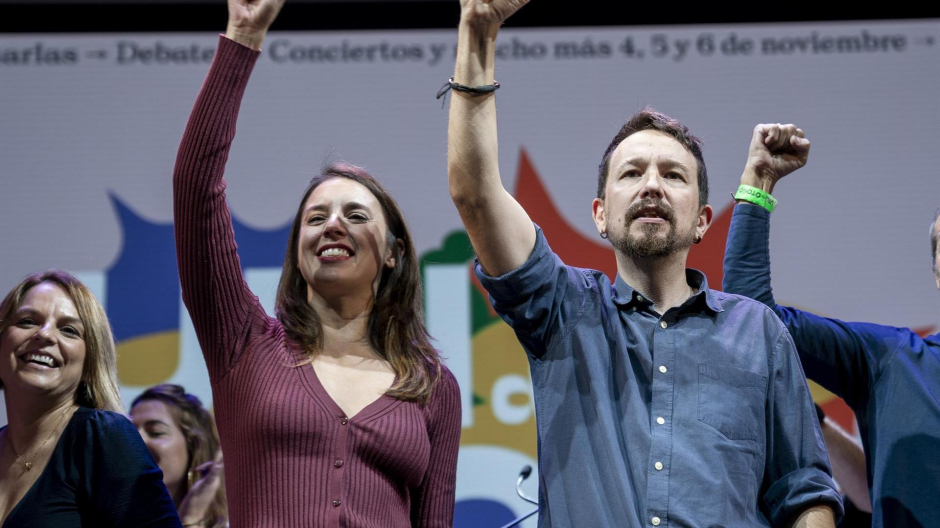 El exlíder de Podemos, Pablo Iglesias, y la ministra de Igualdad, Irene Montero
